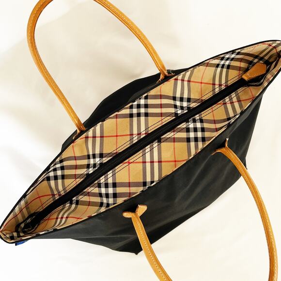 BURBERRY Vintage Blue Label Nylon Black Nova Check Mini Tote - Picture 3 of 10